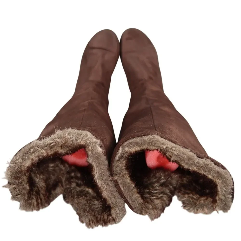 Charlotte Russe Shoes Womens 6 Boots Tall Slouch Pull On Faux Fur Lined Brown